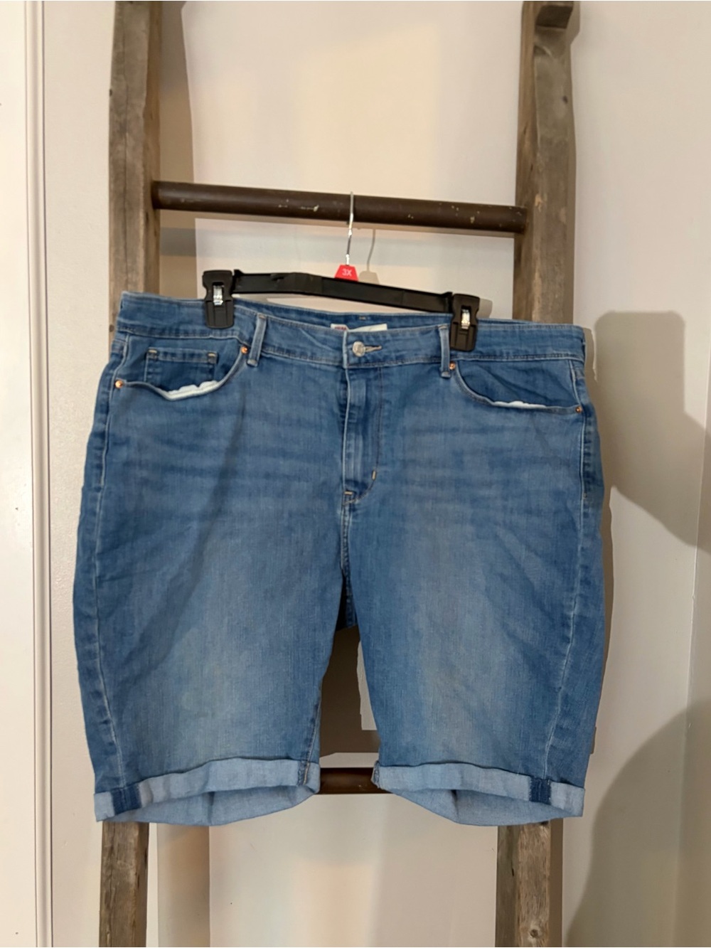 Denim Roll-Cuff Men's Shorts - Blue